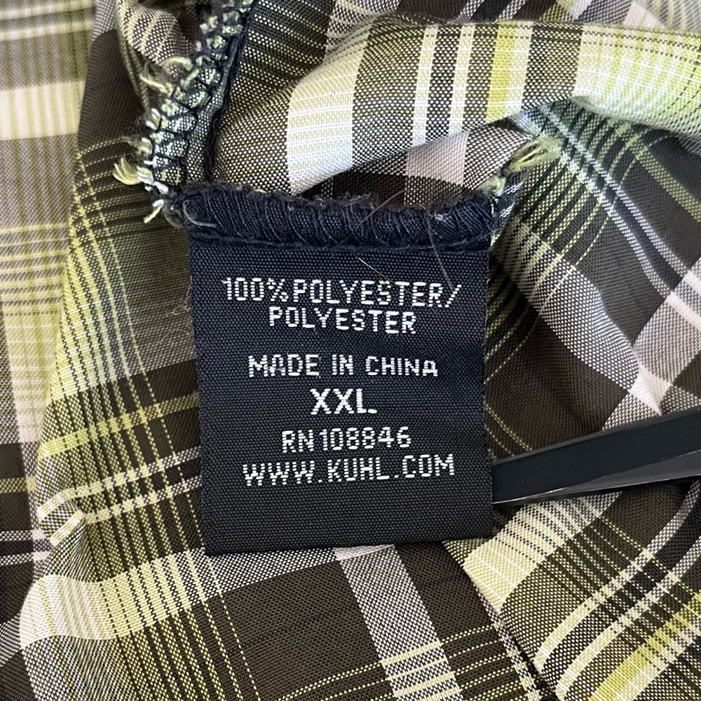 KUHL Men's XXL Green Plaid Pearl Snap ELUXUR Short Sleeve Shirt GORPCORE- FLAWED - Picture 14 of 16